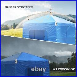 Aoodor 12'x12' Pop Up Canopy Tent Portable Shade Canopy with Sidewall-Blue