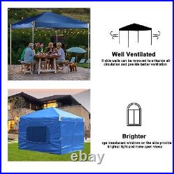 Aoodor 12'x12' Pop Up Canopy Tent Portable Shade Canopy with Sidewall-Blue