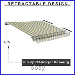 Aoodor 12' x8' Manual Retractable Window Awning Sunshade Shelter Canopy