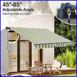 Aoodor 12' x8' Manual Retractable Window Awning Sunshade Shelter Canopy