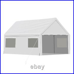 Aoodor 20x10 FT Vehicle Carport Canopy Portable Garage Party Canopy Tent, White