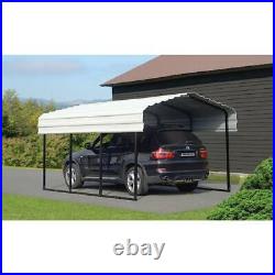 Arrow Carport, Car Canopy and Shelter Eggshell Galvanized Steel Black/Beige