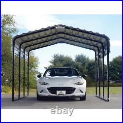 Arrow Carport, Car Canopy and Shelter Eggshell Galvanized Steel Black/Beige
