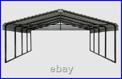 Arrow Sheds Metal Carport Canopy Wind/Snow Rated 20x20x7 Charcoal-Black frame