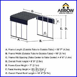Arrow Storage Products Carport, 10 ft. X 15 ft. X 7 ft. Eggshell