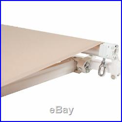 BCP 98x80in Retractable Patio Awning Cover with Aluminum Frame, Crank Handle