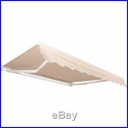 BCP 98x80in Retractable Patio Awning Cover with Aluminum Frame, Crank Handle
