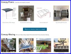 BESPOKE Freestanding Aluminium Veranda, Garden Pergola Canopy Palram Clear Glaze