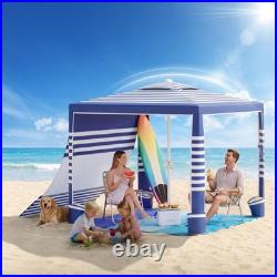 Beach Cabana, UPF 50+ Beach Tent Sun Shelter, 8 x 8 ft Large Pop Up Beach Canopy