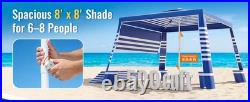 Beach Cabana, UPF 50+ Beach Tent Sun Shelter, 8 x 8 ft Large Pop Up Beach Canopy