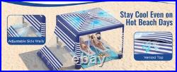Beach Cabana, UPF 50+ Beach Tent Sun Shelter, 8 x 8 ft Large Pop Up Beach Canopy