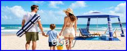 Beach Cabana, UPF 50+ Beach Tent Sun Shelter, 8 x 8 ft Large Pop Up Beach Canopy