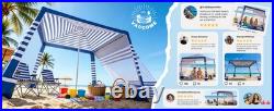 Beach Cabana, UPF 50+ Beach Tent Sun Shelter, 8 x 8 ft Large Pop Up Beach Canopy