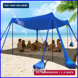 Beach Tent Sun Shelter 10x10FT Beach Shade Canopy with 8 Sandbags, UPF 5