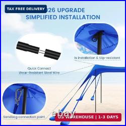 Beach Tent Sun Shelter 10x10FT Beach Shade Canopy with 8 Sandbags, UPF 5