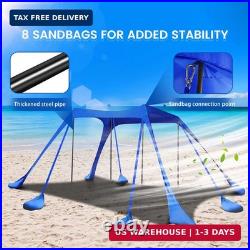 Beach Tent Sun Shelter 10x10FT Beach Shade Canopy with 8 Sandbags, UPF 5