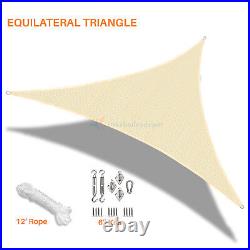 Beige Sun Shade Sail Permeable Equilateral Triangle Canopy Lawn PatioPool Awning
