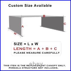 Beige Universal Pergola Shade Cover Canopy Replacement with Heavy Duty Metal Rods