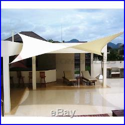 Beige Waterproof Sun Shade Sail Rectangle Awning Top Canopy Custom Size 5' -24