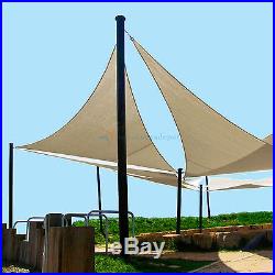 Beige Waterproof Terylene Woven Shade Sail Sun UV Protection Garden Yard Pool