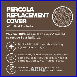 Breathable Pergola Replacement Cover Panel Canopy Shade Cover withRod Pocket Brown