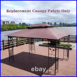 Brown Color Double Roof Gazebo Replacement Canopy Suitable For 13x10 Ft Frame