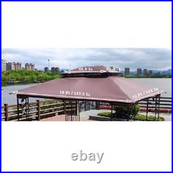 Brown Color Double Roof Gazebo Replacement Canopy Suitable For 13x10 Ft Frame