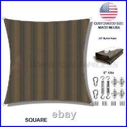Brown Rectangle Sun Shade Sail Fabric Awning Top Canopy Custom 5' -24' With6'' KIT