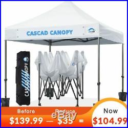 CASCAD CANOPY 10' x10' Ez Pop Up Canopy Tent with Removable DIY Banner Outdoor
