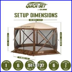 CLAM Quick-Set Escape 11.5 x 11.5 Ft Portable Outdoor Camping Shelter, Brown