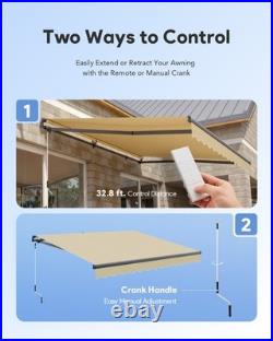 CO-Z 14 x 10 ft Beige Electric Retractable Awning with Wind Sun Sensor Remote