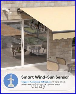 CO-Z 14 x 10 ft Beige Electric Retractable Awning with Wind Sun Sensor Remote