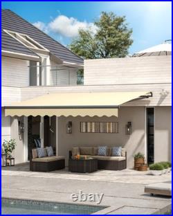 CO-Z 14 x 10 ft Beige Electric Retractable Awning with Wind Sun Sensor Remote