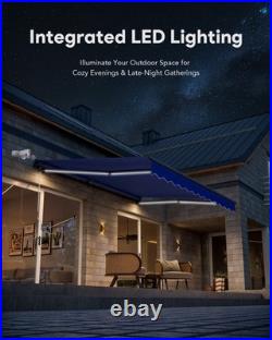 CO-Z 14 x 10 ft Blue Electric Retractable Awning for Patio with Wind Sun Sensor