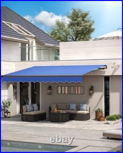 CO-Z 14 x 10 ft Blue Electric Retractable Awning for Patio with Wind Sun Sensor