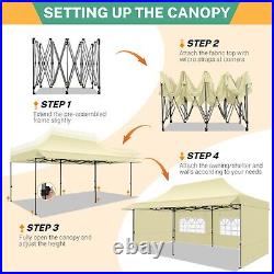 COBIZI 10'x20' Pop up Canopy with Awning Heavy Duty Outdoor Vendor Party Tent