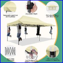 COBIZI 10'x20' Pop up Canopy with Awning Heavy Duty Outdoor Vendor Party Tent