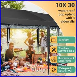 COBIZI 10'x30' Pop up Canopy with 8 Sidewalls Outdoor Commercial Instant Shelter