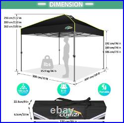 COBIZI 10x10 10x30 Pop Up Canopy Waterproof 3 Height Tent with Reflective Strip
