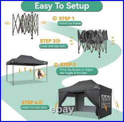 COBIZI 10x15ft Pop Up Canopy Heavy Duty Commercial Outdoor Tent with 4 Sidewall