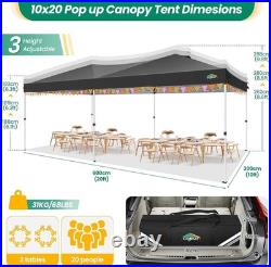 COBIZI 10x20 Pop Up Canopy Waterproof UV 50+ One Push Party Tent with 4 Sandbags