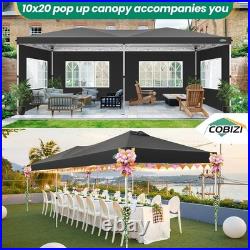 COBIZI 10x20 Pop Up Canopy Waterproof UV 50+ One Push Party Tent with 4 Sandbags