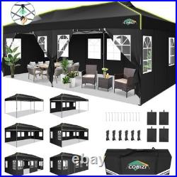 COBIZI 10x20ft Pop Up Canopy with 6 Sidewalls One Push Setup Outdoor Event Tent