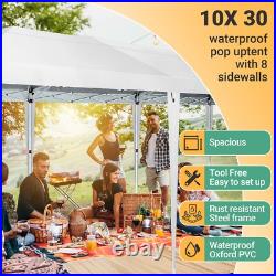COBIZI 10x30ft Pop up Canopy with 8 Sidewalls Outdoor Commercial Instant Shelter