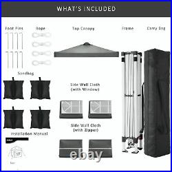 COBIZI Canopy 10'x10' Pop Up Commercial Instant Outdoor Party Folding Tent Gray