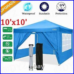 COBIZI Durable Ez Pop-up Canopy Tent 10x10 with 4Sidewalls, Outdoor Instan+Sun