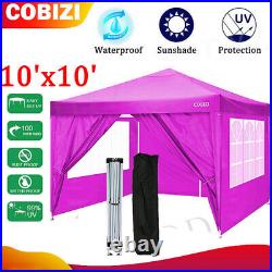 COBIZI Durable Ez Pop-up Canopy Tent 10x10 with 4Sidewalls, Outdoor Instan+Sun