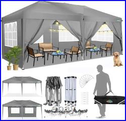 COBIZI Pop Up Canopy 10'x20' with 6 Sidewalls Outdoor Shelter Gazebo Sun Shade