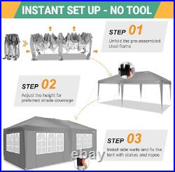 COBIZI Pop Up Canopy 10'x20' with 6 Sidewalls Outdoor Shelter Gazebo Sun Shade