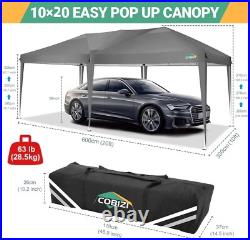 COBIZI Pop Up Canopy 10'x20' with 6 Sidewalls Outdoor Shelter Gazebo Sun Shade
